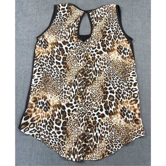 Leopard Print Back High Low Tank Top Women 1X Black Brown Sleeveless Blouse‎ - Picture 6 of 9